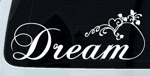 Dream with Swirls and Hearts Girlie Car or Truck Window Decal Sticker
