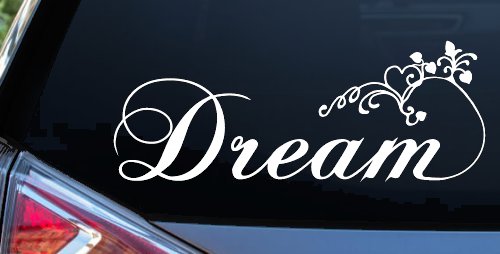 Dream with Swirls and Hearts Girlie Car or Truck Window Decal Sticker