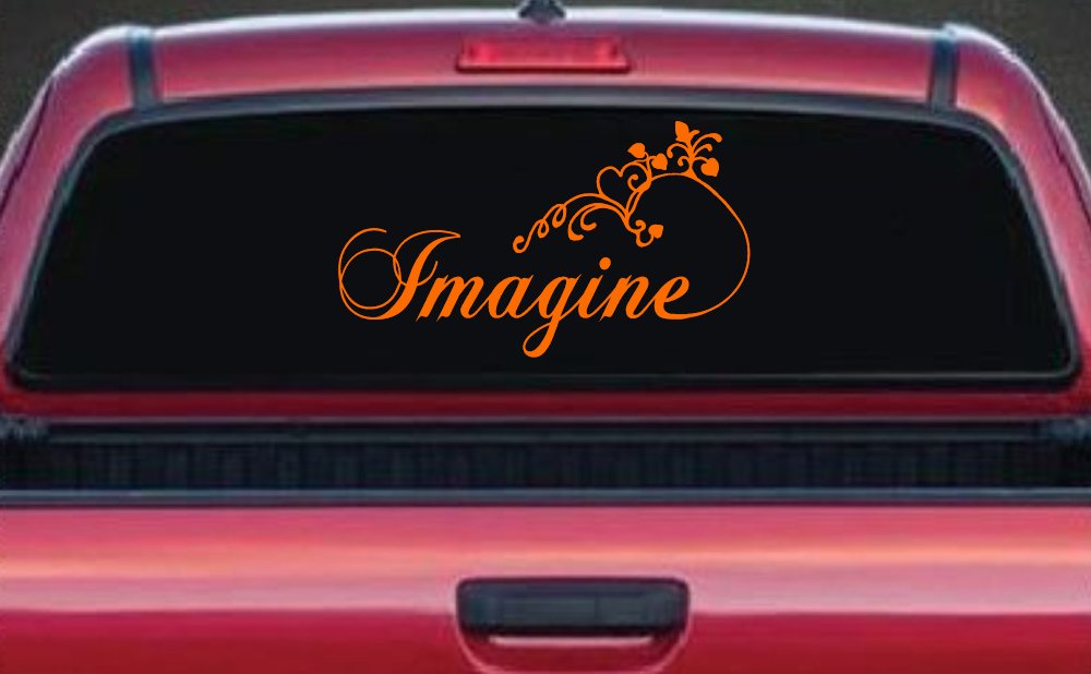 Imagine Car or Truck Window Vinyl Decal Sticker (Orange)