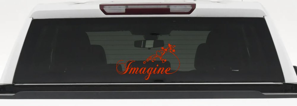 Imagine Car or Truck Window Vinyl Decal Sticker (Orange Red)