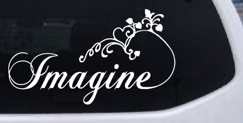 Imagine Car or Truck Window Decal Sticker (White)