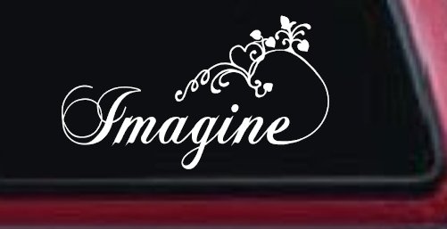 Imagine Car or Truck Window Vinyl Decal Sticker (White)
