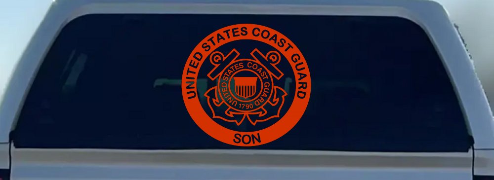 Coast Guard Son Military Car or Truck Window Decal Sticker (Orange Red)