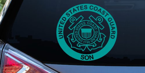 Coast Guard Son Military Car or Truck Window Decal Sticker (Turquoise)