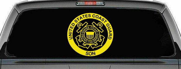 Coast Guard Son Military Car or Truck Window Decal Sticker (Yellow)