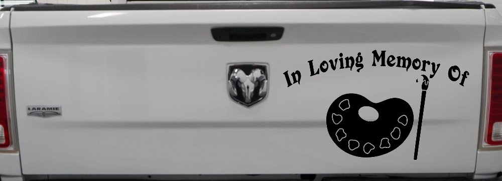In Loving Memory Of Artist Brush Pallet Other Car or Truck Window Vinyl Decal Sticker (Black)