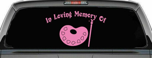 In Loving Memory Of Artist Brush Pallet Other Car or Truck Window Decal Sticker (Pink)