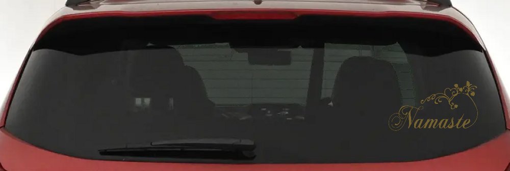 Namaste with Swirls and Hearts Yoga Car or Truck Window Vinyl Decal Sticker (Gold)