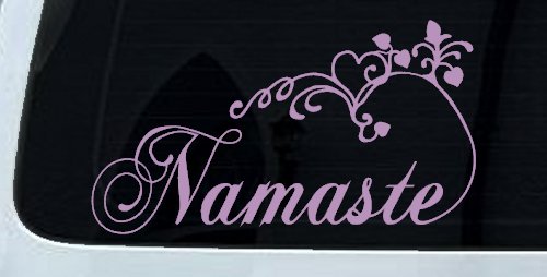 Namaste with Swirls and Hearts Yoga Car or Truck Window Decal Sticker
