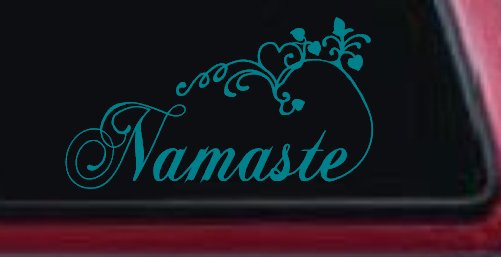 Namaste with Swirls and Hearts Yoga Car or Truck Window Decal Sticker