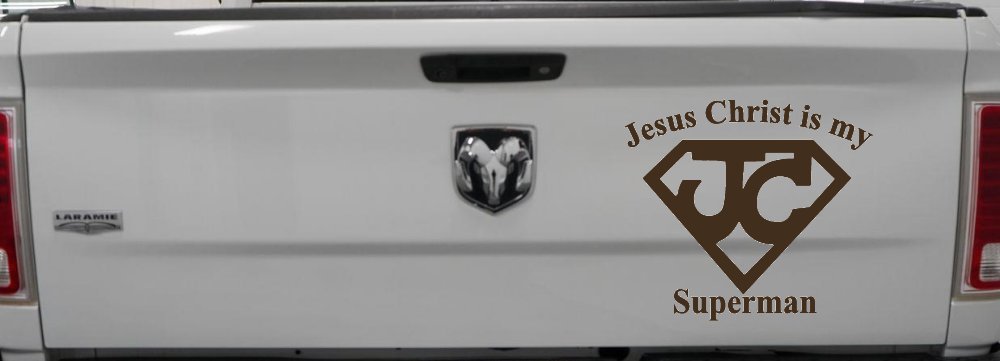 JC Jesus Christ Is My Superman Christian Car or Truck Window Decal Sticker (Brown)