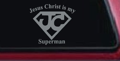 JC Jesus Christ Is My Superman Christian Car or Truck Window Decal Sticker (Telegrey)