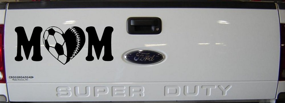 Soccer Softball Mom With Heart Sports Car or Truck Window Vinyl Decal Sticker (Black)