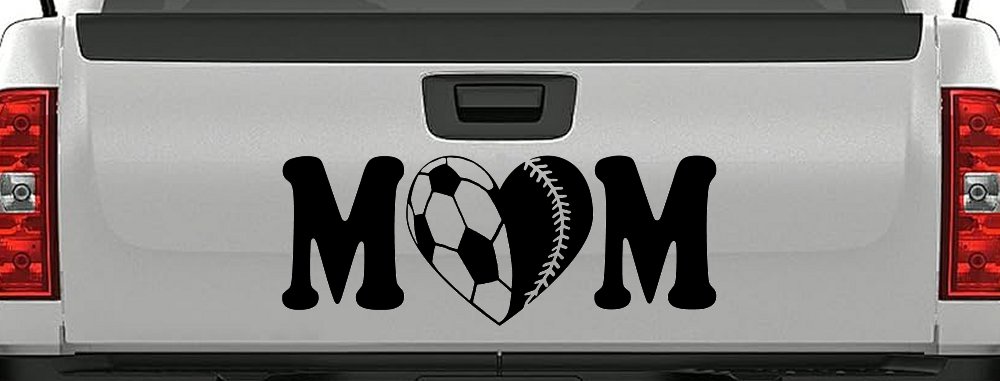 Soccer Softball Mom With Heart Sports Car or Truck Window Decal Sticker (Black)