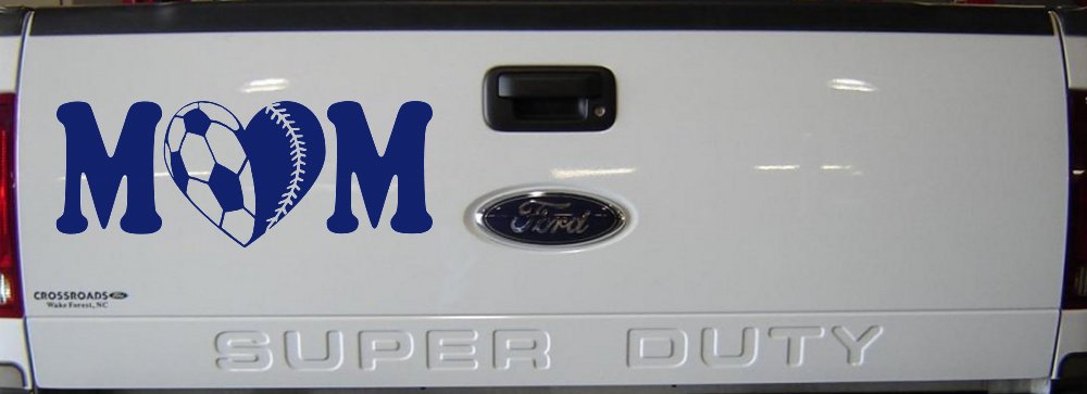 Soccer Softball Mom With Heart Sports Car or Truck Window Decal Sticker (Navy)
