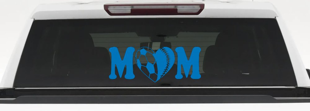 Soccer Softball Mom With Heart Sports Car or Truck Window Decal Sticker (Sky Blue)