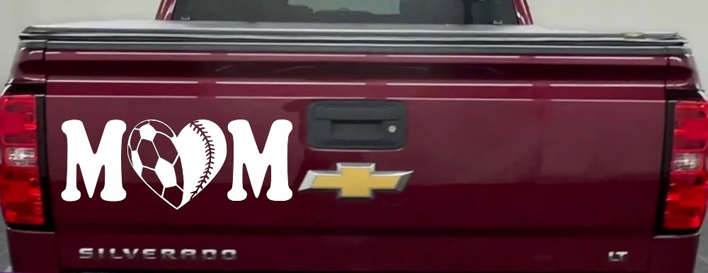 Soccer Softball Mom With Heart Sports Car or Truck Window Decal Sticker (White)