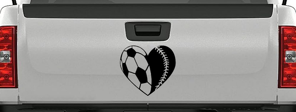Soccer Softball Heart Sports Car or Truck Window Decal Sticker (Black)