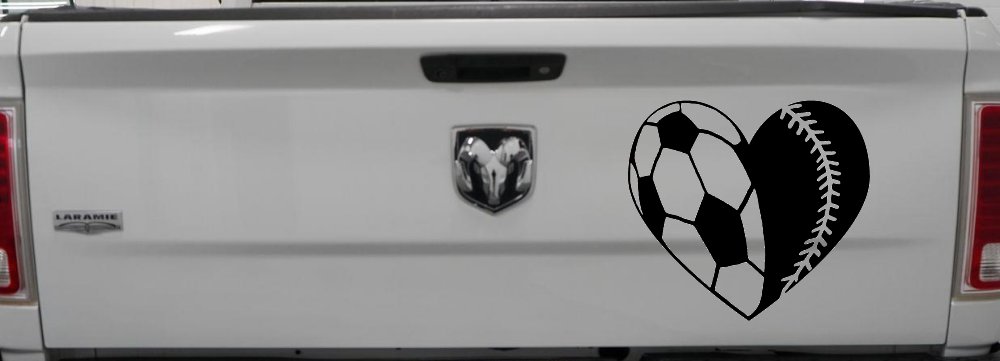 Soccer Softball Heart Sports Car or Truck Window Decal Sticker (Black)