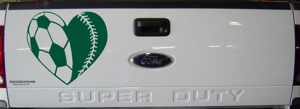Soccer Softball Heart Sports Car or Truck Window Decal Sticker (Dark Green)