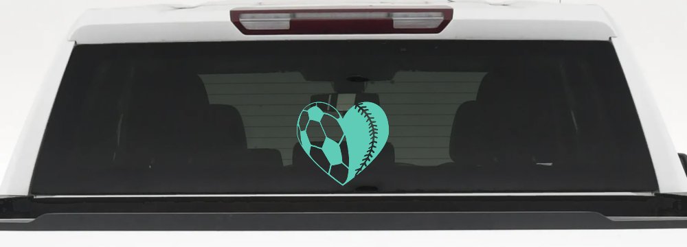 Soccer Softball Heart Sports Car or Truck Window Decal Sticker (Mint)