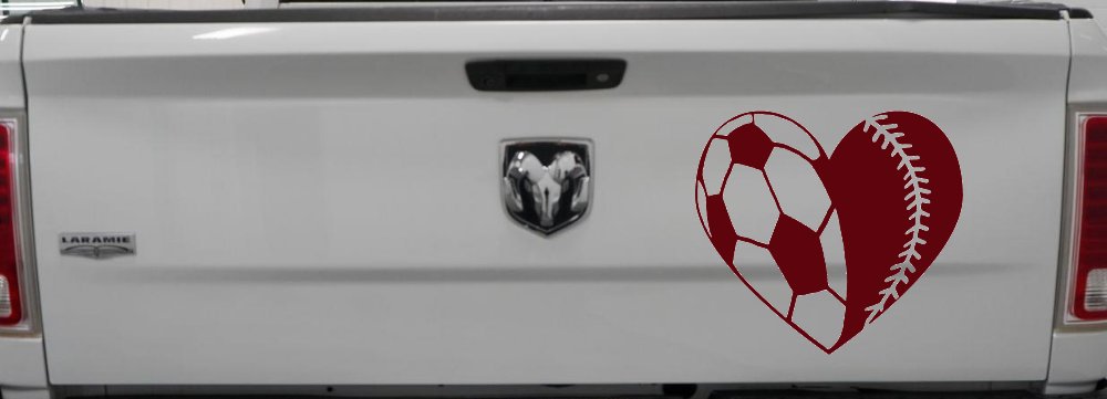 Soccer Softball Heart Sports Car or Truck Window Decal Sticker (Purple Red)