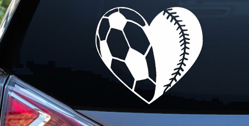 Soccer Softball Heart Sports Car or Truck Window Decal Sticker (White)