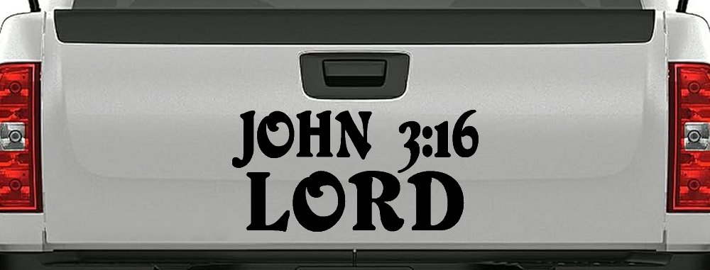 John 3:16 Lord Christian Car or Truck Window Decal Sticker (Black)