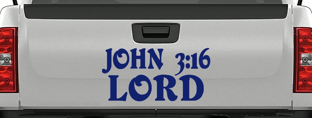 John 3:16 Lord Christian Car or Truck Window Decal Sticker (Navy)