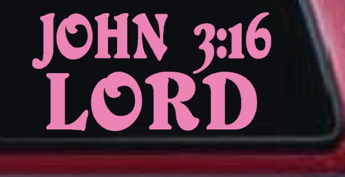 John 3:16 Lord Christian Car or Truck Window Decal Sticker (Pink)