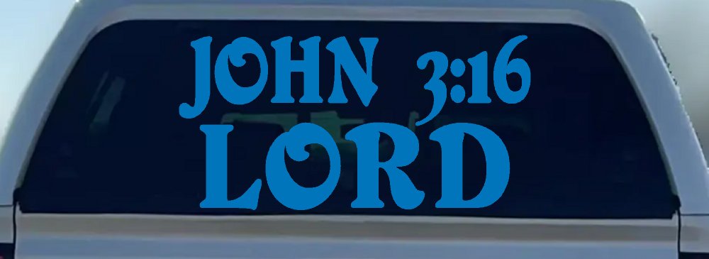 John 3:16 Lord Christian Car or Truck Window Decal Sticker (Sky Blue)