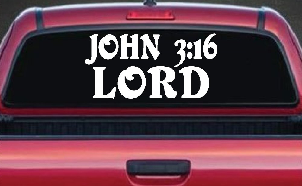 John 3:16 Lord Christian Car or Truck Window Decal Sticker (White)