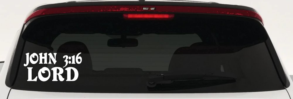 John 3:16 Lord Christian Car or Truck Window Decal Sticker (White)