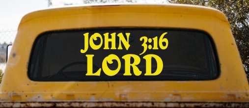 John 3:16 Lord Christian Car or Truck Window Decal Sticker (Yellow)