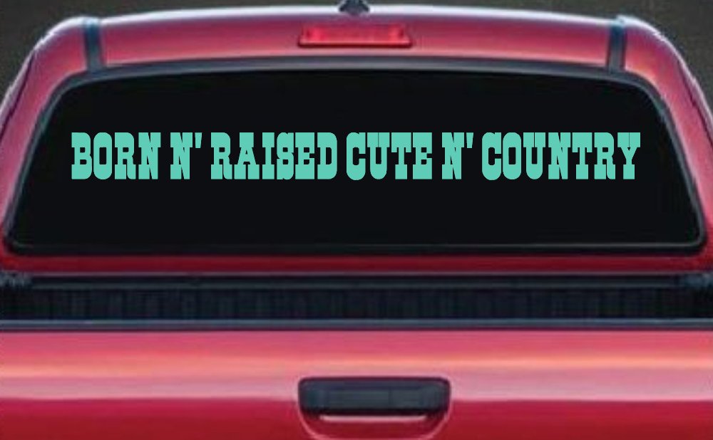 Born N Raised Cute N Country Car or Truck Window Vinyl Decal Sticker (Mint)
