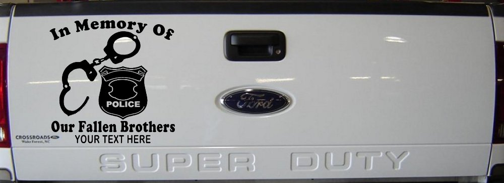 In Memory Of Our Fallen Brothers Police Car or Truck Window Decal Sticker (Black)