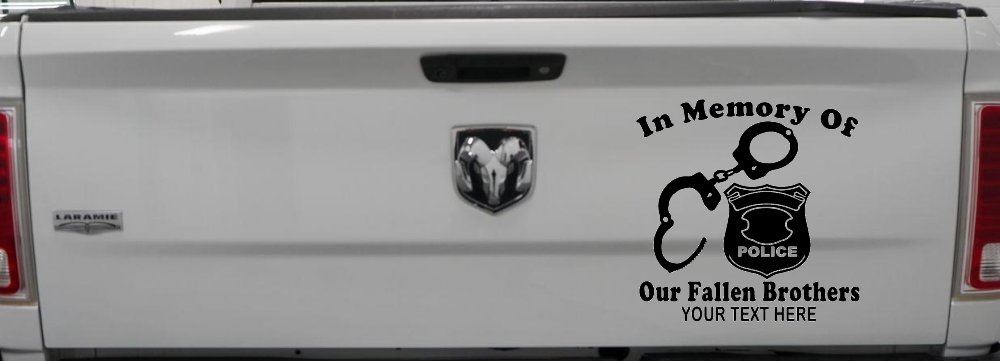 In Memory Of Our Fallen Brothers Police Car or Truck Window Decal Sticker (Black)