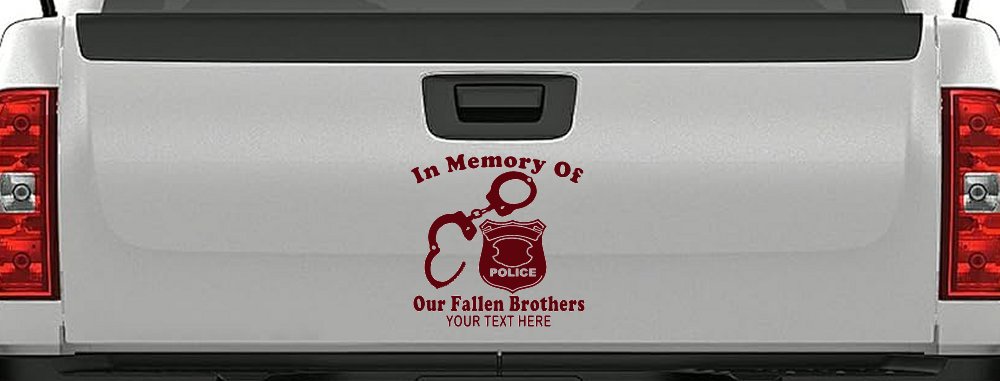 In Memory Of Our Fallen Brothers Police Car or Truck Window Decal Sticker (Purple Red)