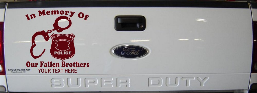 In Memory Of Our Fallen Brothers Police Car or Truck Window Vinyl Decal Sticker (Purple Red)
