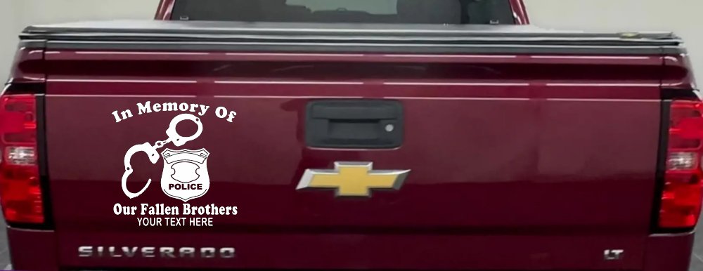 In Memory Of Our Fallen Brothers Police Car or Truck Window Vinyl Decal Sticker (White)