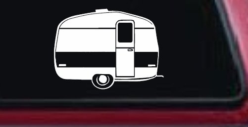 Camper Trailer Car or Truck Window Vinyl Decal Sticker (White)