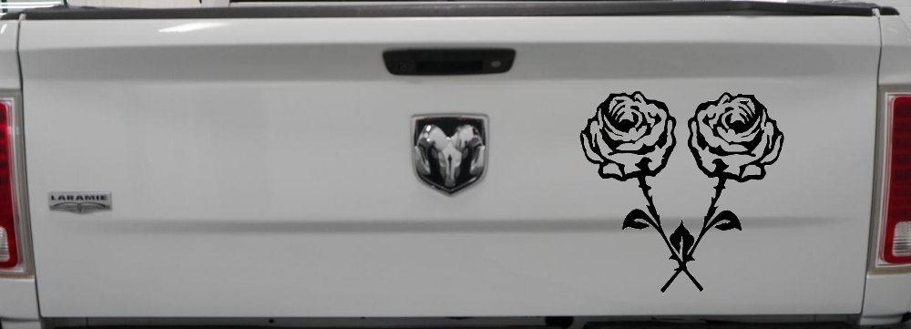 Long Stem Roses Flowers Car or Truck Window Vinyl Decal Sticker (Black)