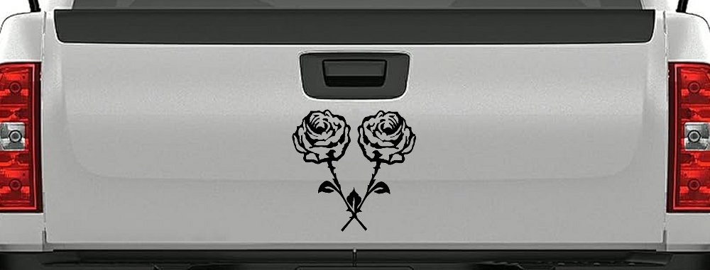 Long Stem Roses Flowers Car or Truck Window Decal Sticker (Matte Black)
