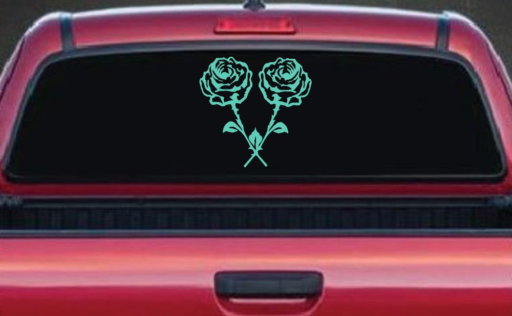Long Stem Roses Flowers Car or Truck Window Vinyl Decal Sticker (Mint)