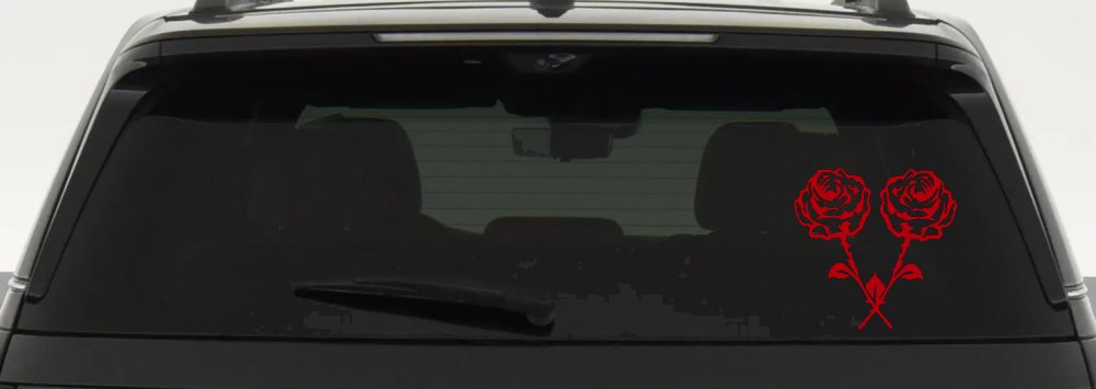 Long Stem Roses Flowers Car or Truck Window Vinyl Decal Sticker (Red)