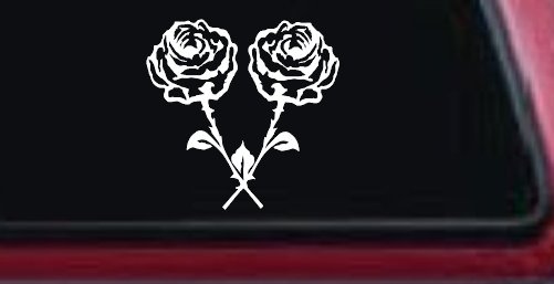 Long Stem Roses Flowers Car or Truck Window Decal Sticker (White)