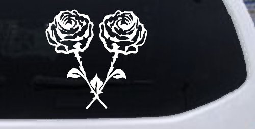 Long Stem Roses Flowers Car or Truck Window Decal Sticker (White)