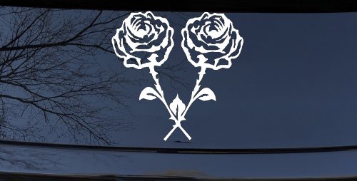 Long Stem Roses Flowers Car or Truck Window Decal Sticker (White)