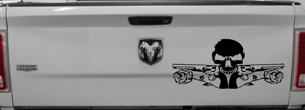 Roses Guns With Skull Biker Car or Truck Window Decal Sticker