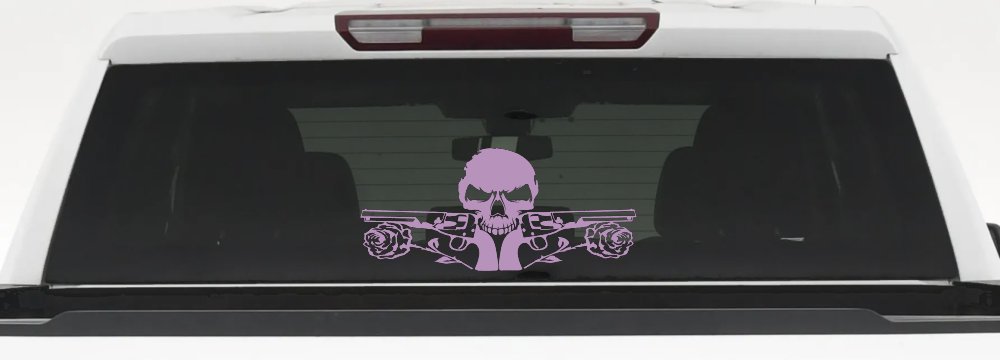 Roses Guns With Skull Biker Car or Truck Window Decal Sticker (Lilac)